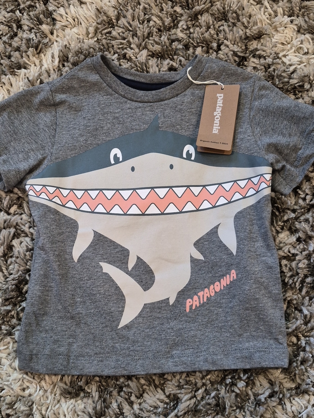 Patagonia Organic Cotton Gray Shark Graphic Tee
